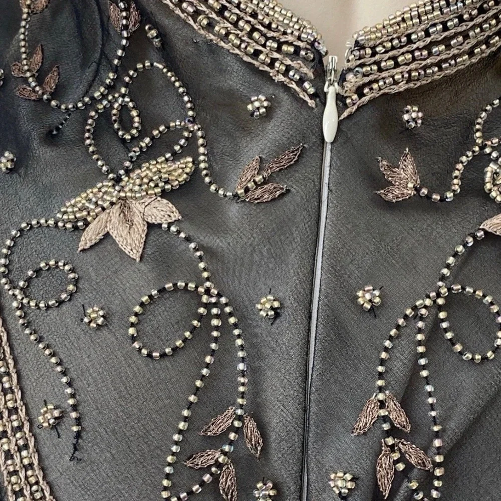 Vintage Cache Silk Beaded Open Back Formal Y2K Gown Dress Black 90s Size 2 - Picture 16 of 16